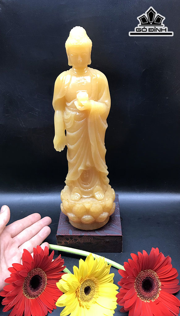 Tôn Tượng Đức Phật Adida Đá Ngọc Hoàng Long Cao 30 Ngang 10 Sâu 8 (cm) 1,75 - 1,8kg
