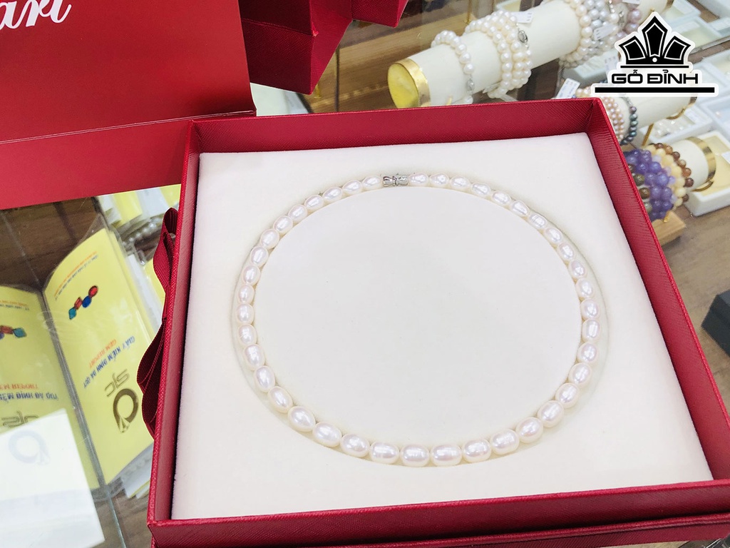 Vòng Cổ Ngọc Trai Giọt Nước Size 8 li