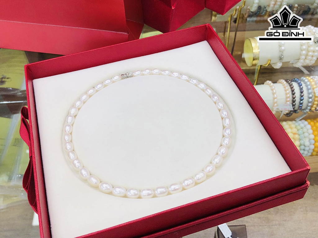 Vòng Cổ Ngọc Trai Giọt Nước Size 8 li