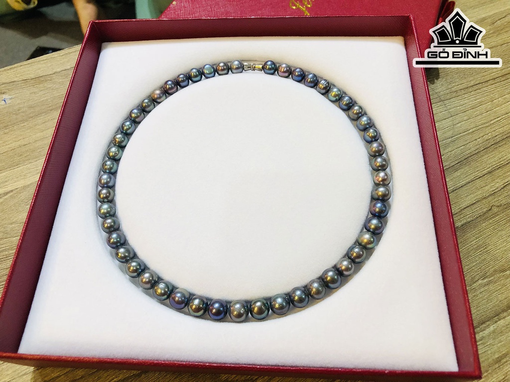 Vòng Cổ Ngọc Trai Xanh Đen Size 9 li