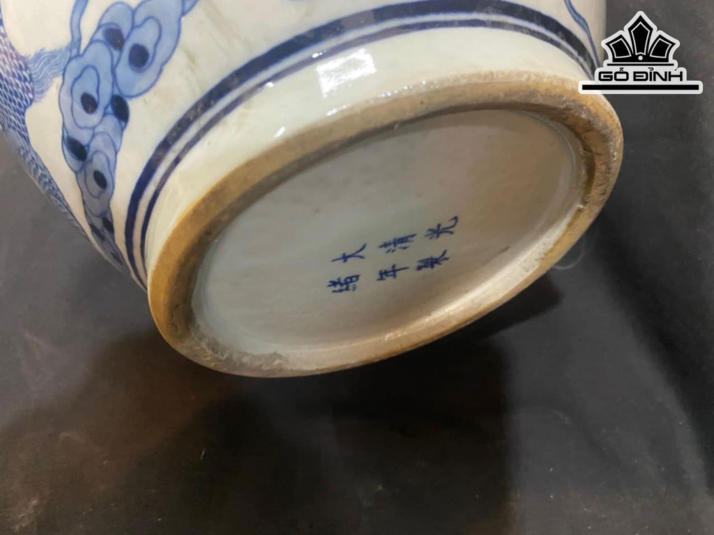 Đôi Bình Vẽ Song Long Vờn Mây Gốm Tàu Cao 43 Đường Kính Bụng 68 (cm)