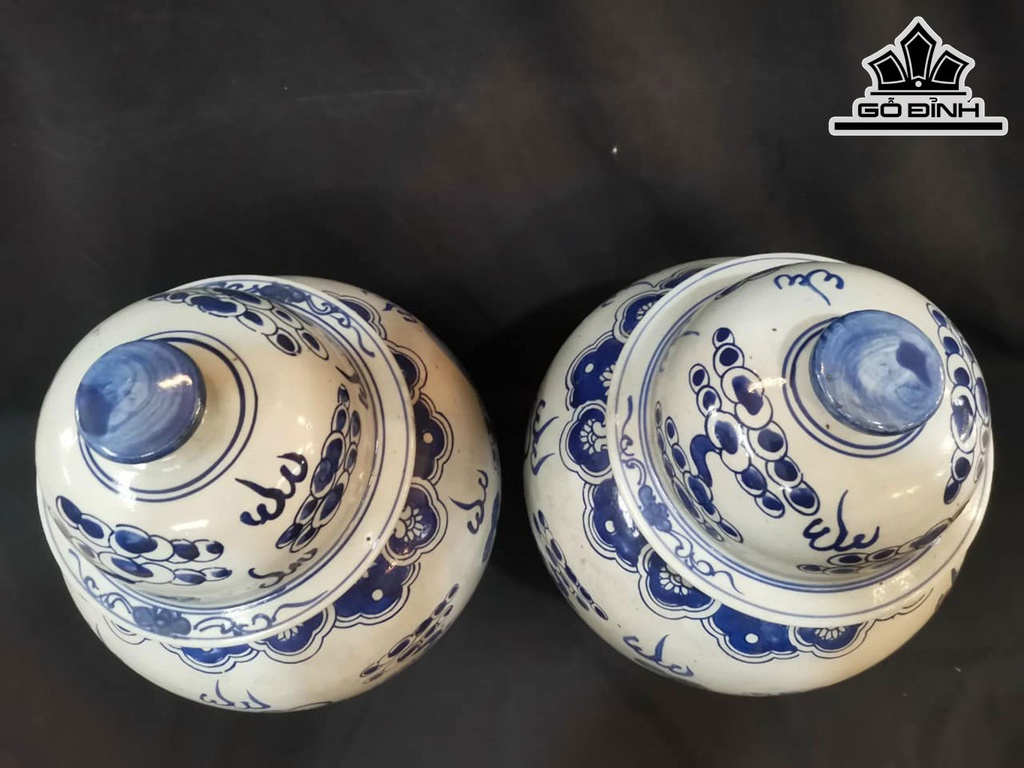 Đôi Chóe Vẽ Tích Long Phụng Sum Vầy Gốm Tàu Cao 48 Đường Kính Bụng 83 (cm)