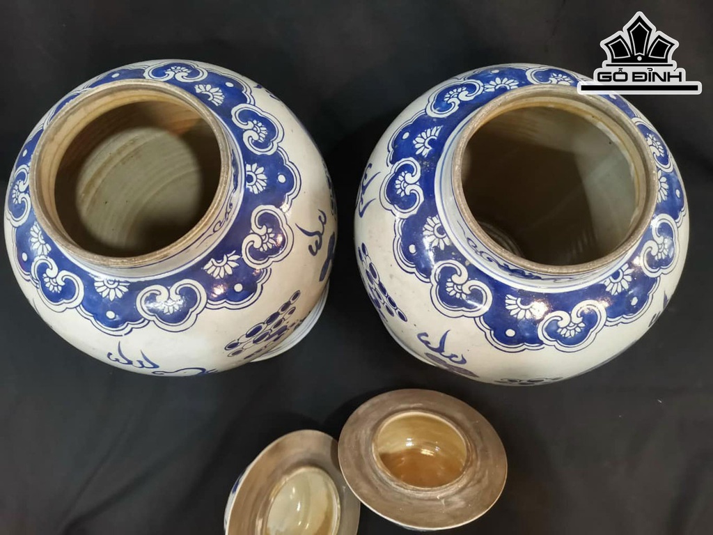 Đôi Chóe Vẽ Tích Long Phụng Sum Vầy Gốm Tàu Cao 48 Đường Kính Bụng 83 (cm)