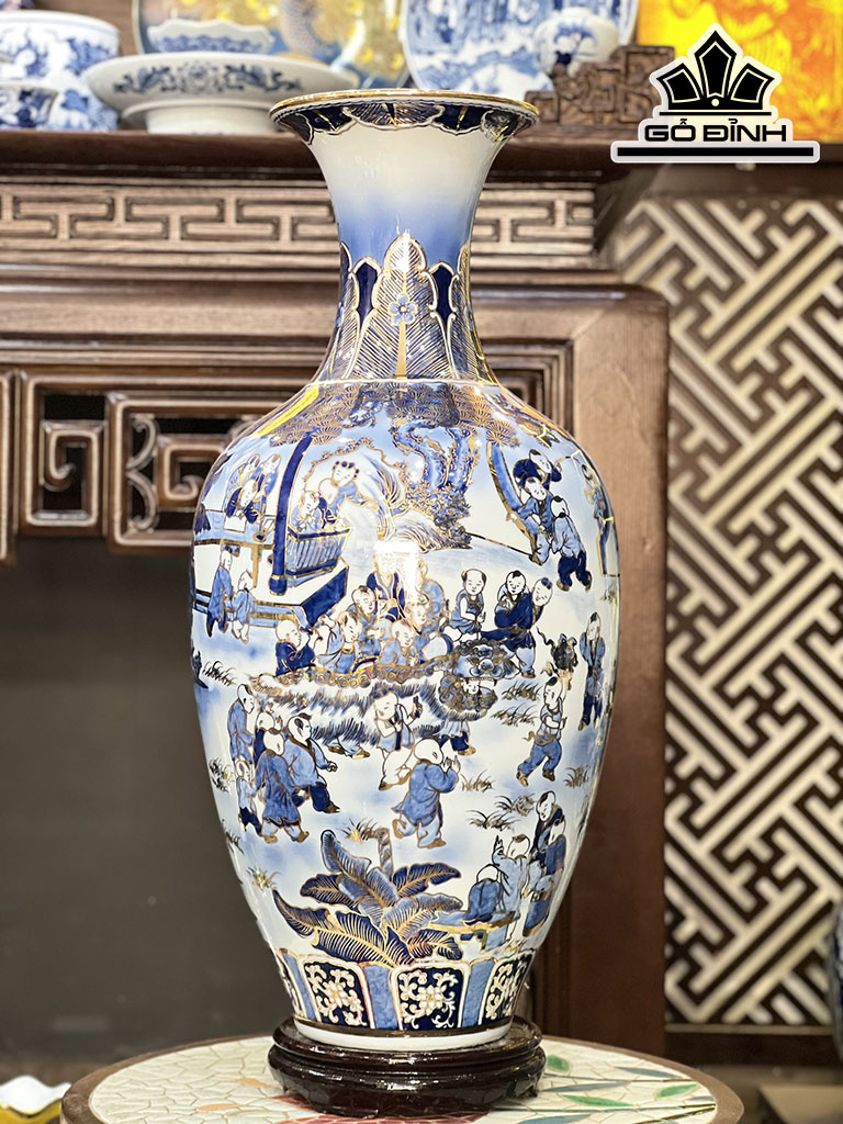 Bình Công Danh Phú Quý Gốm Bát Tràng Cao 55 Đường Kính 34 (cm)