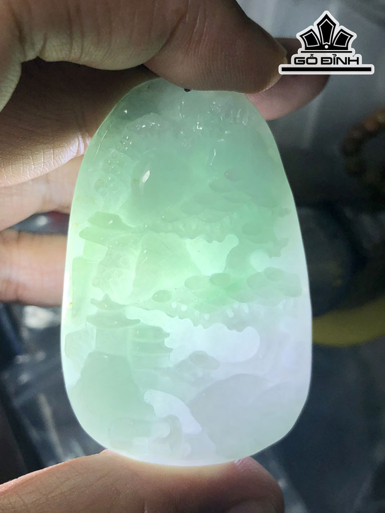 Mặt Dây Chuyền Sơn Thủy Đá Cẩm Thạch Cao 61 Ngang 39,2 Sâu 9,9 (mm) 45,2g