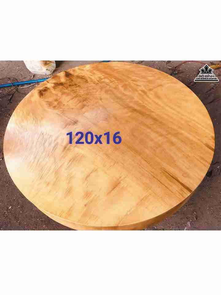 Bàn Tròn Gỗ Dổi Việt  Đường Kính 120 Dày 16 (cm)