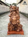 Tượng Phật Di Lặc Vác Cành Đào Gỗ Cẩm Lông Chuột  Cao 80 Ngang 52 Sâu 30 (cm)