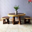 Bộ Bàn Trà 2 Ghế Gỗ Me Tây Đường Kính 70-80 (cm)