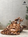 Tương Phật Di Lặc Ngôi Bao Tiền Gỗ Bách Xanh Cao 55 Ngang 90 Sâu 45 (cm)