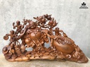 Tượng Phật Di Lặc Kéo Bao Tiền Gỗ Xá Xị (Gù Hương) Cao 56 Ngang 100 Sâu 22 (cm)