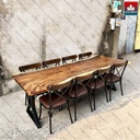 Bộ Bàn Ăn 8 Ghế Gỗ Me Tây Nguyên Khối Dài 240 Rộng 80-90 (cm)