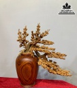 Bình Bông Mai Điểu Gỗ Hoàng Đàn Bình Gỗ Sưa Cao 29 Ngang 25 Sâu 12 (cm)