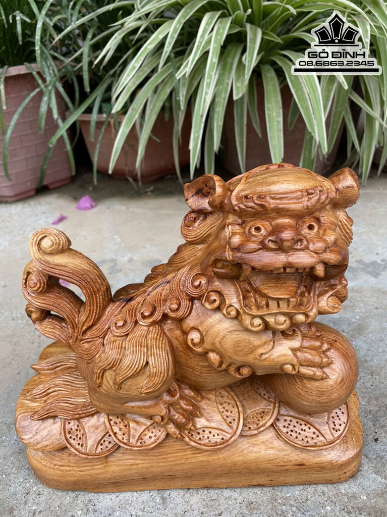 Tượng Kỳ Lân Gỗ Hương Việt cao 20 Ngang 24 Sâu 10 (cm)