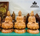 Tượng Tam Thế Phật Gỗ Hương Đá Nguyên Khối Cao 40 Ngang 23 Sâu 23 (cm)