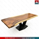 Bàn Ăn Gỗ Me Tây Nguyên Khối Dài 250 Rộng 93-88-92 Dày 6,7 Cao 75 (cm)