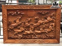 Tranh Bát Mã Gỗ Hương Cao 74 Ngang 108 Sâu 5 (cm)