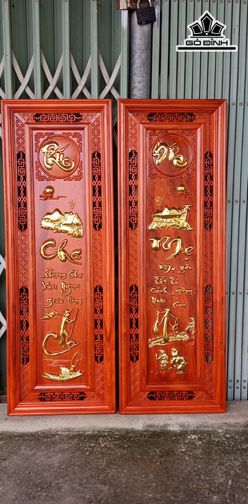 Tranh Chữ Cha Mẹ Gỗ Hương Cao 107 Ngang 37 (cm)