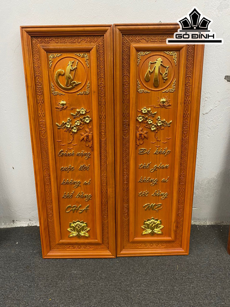 Tranh Chữ Cha Mẹ Gỗ Hương Cao 107 Ngang 37(cm)