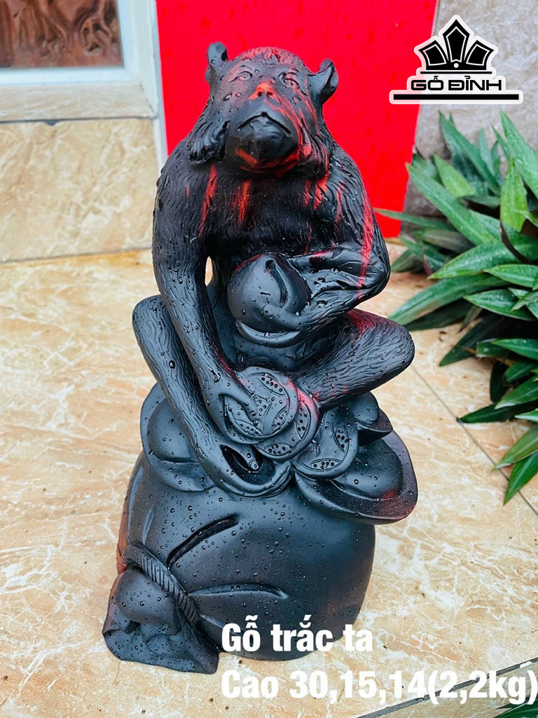 Tượng Khỉ Gỗ Trắc Cao 30 Ngang 15 Sâu 14 (cm)