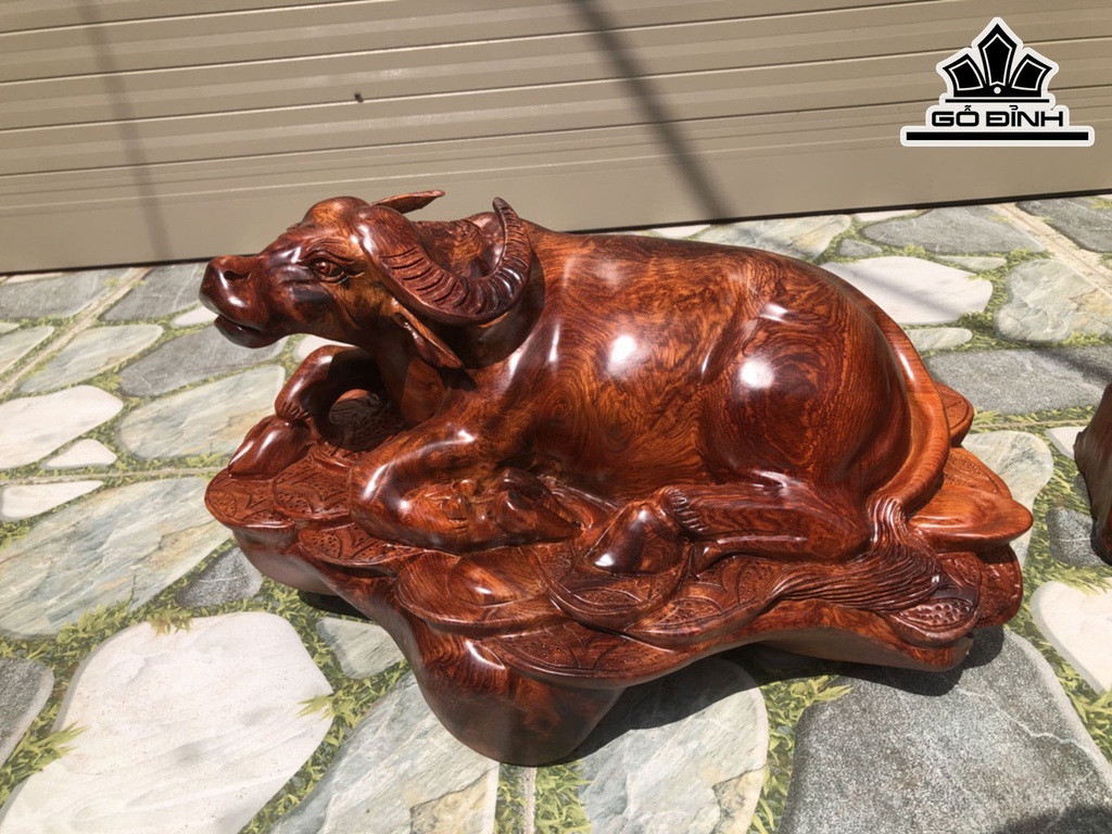 Tượng Trâu Gỗ Hương Cao 27 Ngang 48 Sâu 30 (cm)