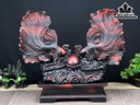 Tượng Cá Xiêm Đôi Gỗ Trắc Cao 47 Ngang 56 Sâu 25 (cm)