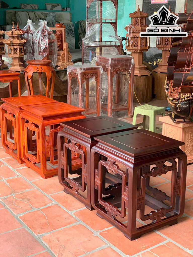 Cặp Đôn Kê Gỗ Hương Cao 56 Vuông 40 (cm)