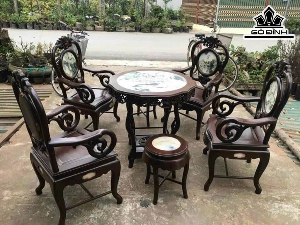 Bộ Bàn Ghế Gỗ Gụ Gồm 6 Món