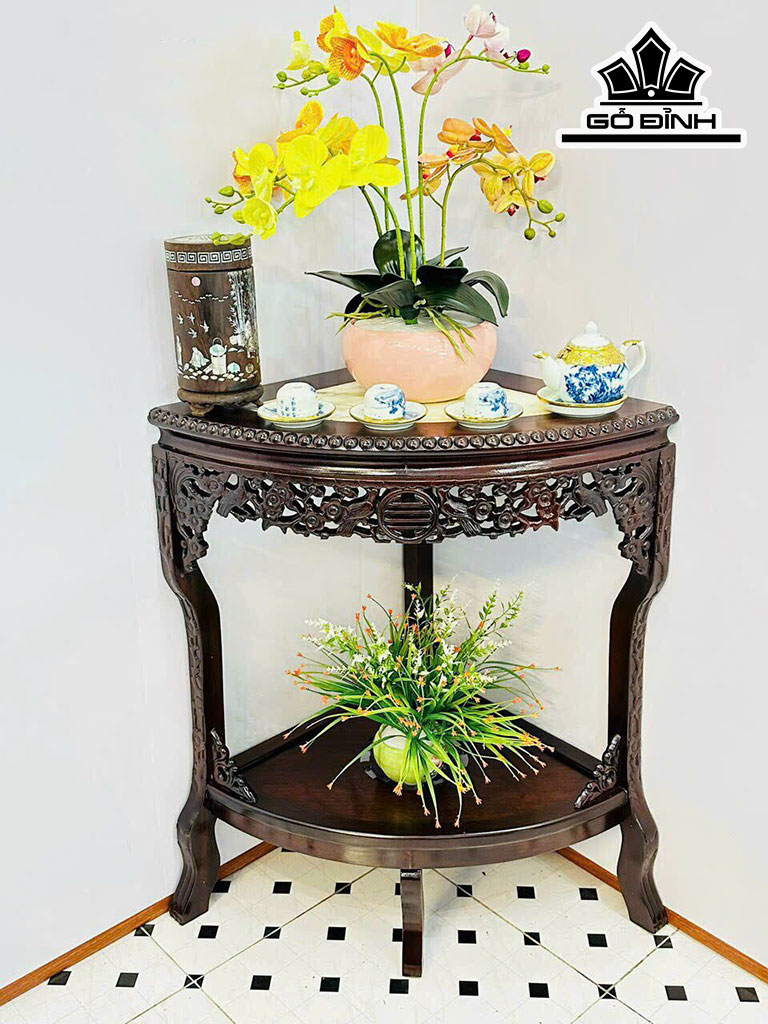Kệ Góc Gỗ Gụ Cao 78 Góc Vuông 47 (cm)