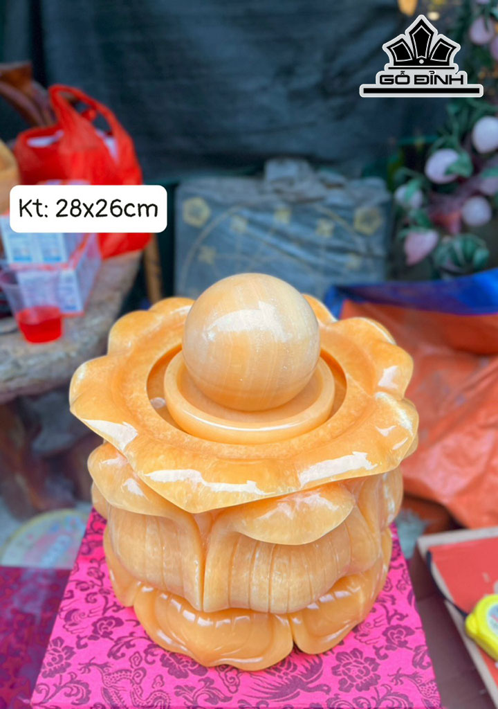 Phong Thủy Luân Hoa Sen Đá Ngọc Hoàng Long Cao 28 Ngang 26 (cm)