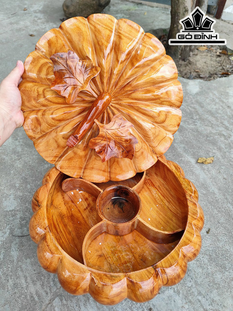 Khay Bánh Kẹo Gỗ Cà Te Đường Kính 35 Cao 18 (cm)
