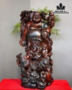 Tượng Phật Di Lặc Nhị Phúc Gỗ Trắc Cao 41 Ngang 18 Sâu 14 (cm)