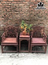 Bộ Ghế Chữ Hỷ Gỗ Cẩm Cao 110 Mặt 66x50 Đôn Cao 76 Ngang 42 Sâu 50 (cm)