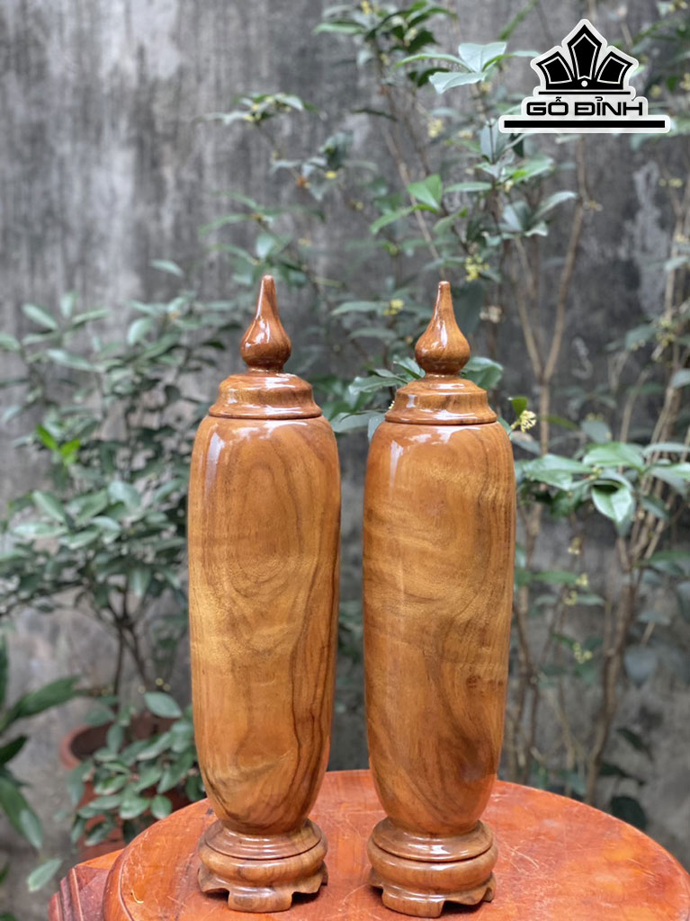 Cặp Bình Tài Lộc Gỗ Xá Xị Cao 50 Đường Kính 12 (cm)