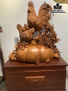 Tượng Gia Đình Gà Gỗ Nu Hương Cao 99 Ngang 100 Sâu 40 (cm)