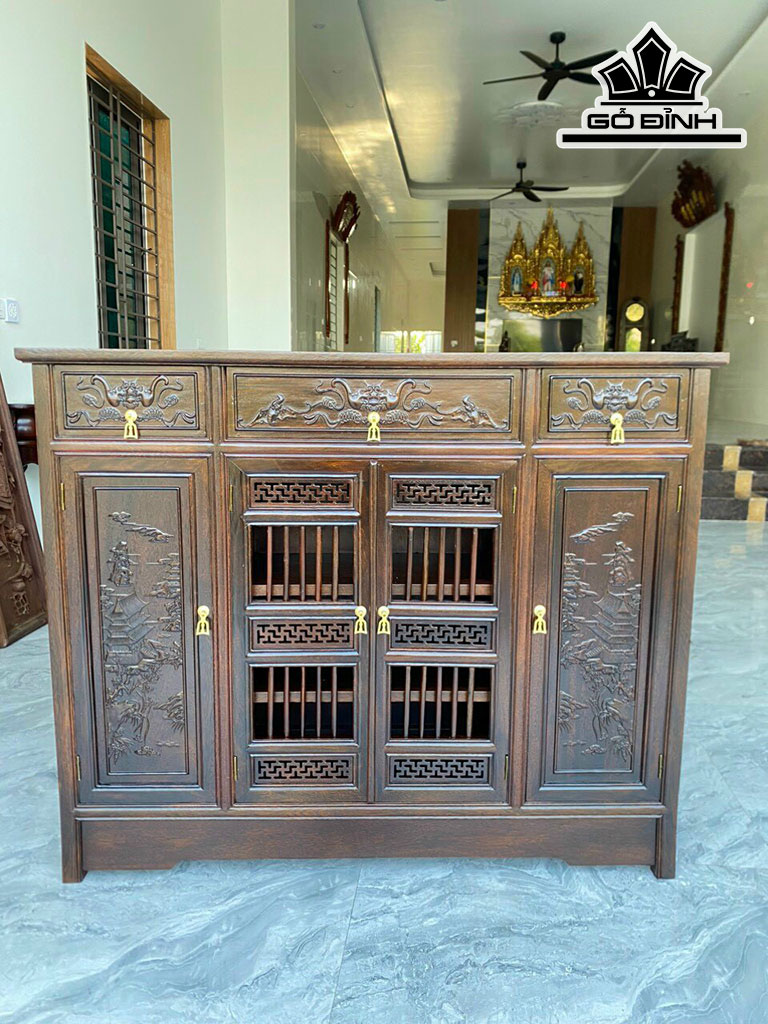 Tủ Giày Gỗ Lim Kích Thước 117x97x37 (cm)