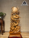 Tượng Nhất Long Bảo Ngọc Gỗ Ngọc Am Cao Cả Kỷ 110 Riêng Tượng 95 Ngang 38 Sâu 20 (cm)