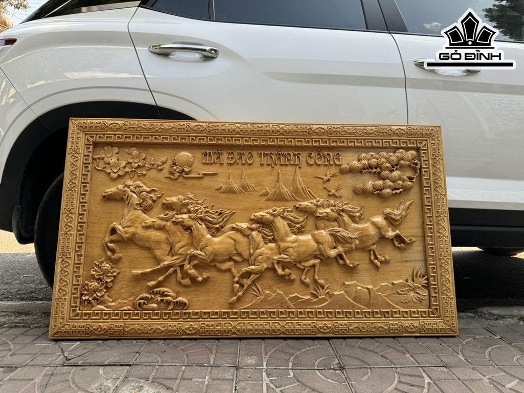 Tranh Mã Đáo Thành Công Gỗ Pơ Mu Dài 140 Rộng 80 Dày 4 (cm) Khung Rời