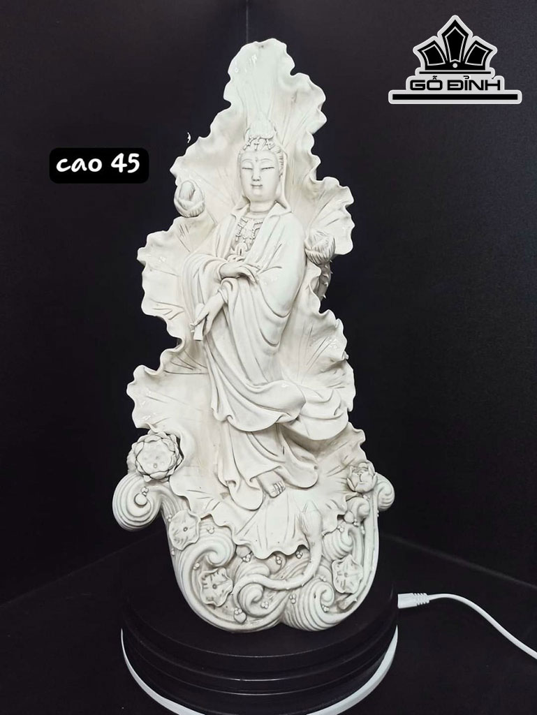 Tượng Quan Thế Âm Bồ Tát Gốm Bạch Định (Tàu) Cao 45 (cm)