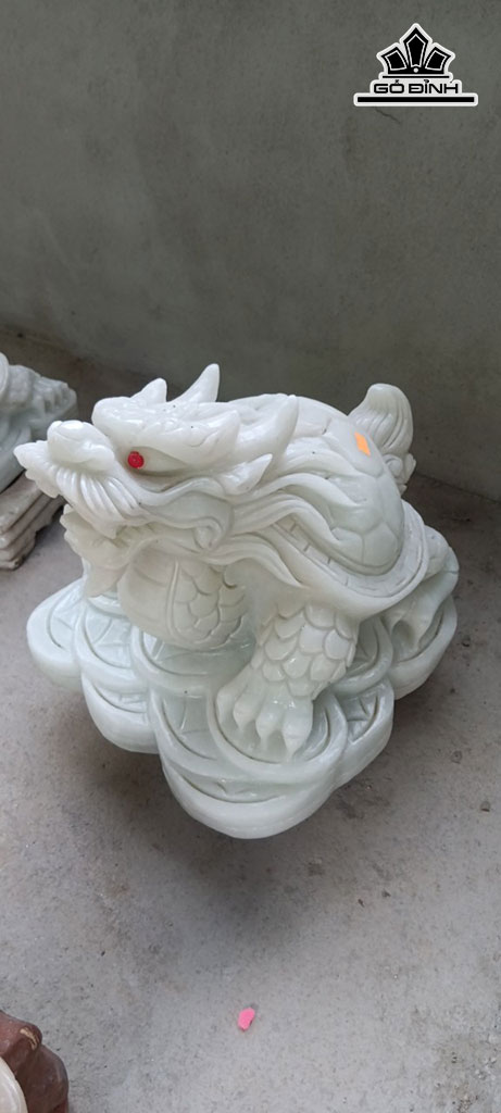 Tác Phẩm Long Quy Đá Cẩm Thạch Trắng Cao 26 Ngang 30 (cm) 30kg