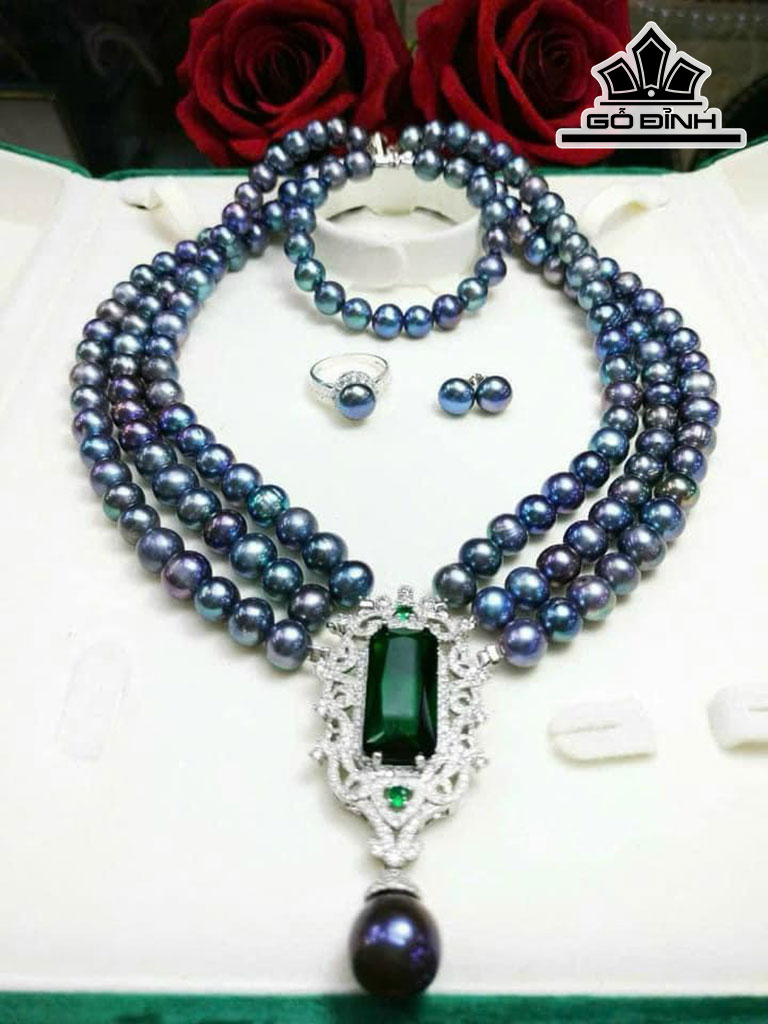Set 3 Món Ngọc Trai Xanh Đen Ovan