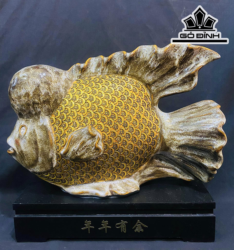 Tác Phẩm Cá La Hán Gốm Tàu Cao 35 Ngang 37 (cm)