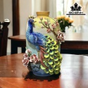 Bình Hoa Đắp Nổi Chim Công Gốm Bát Tràng Cao 33 Đường Kính Bụng 20 Miệng 7 (cm)