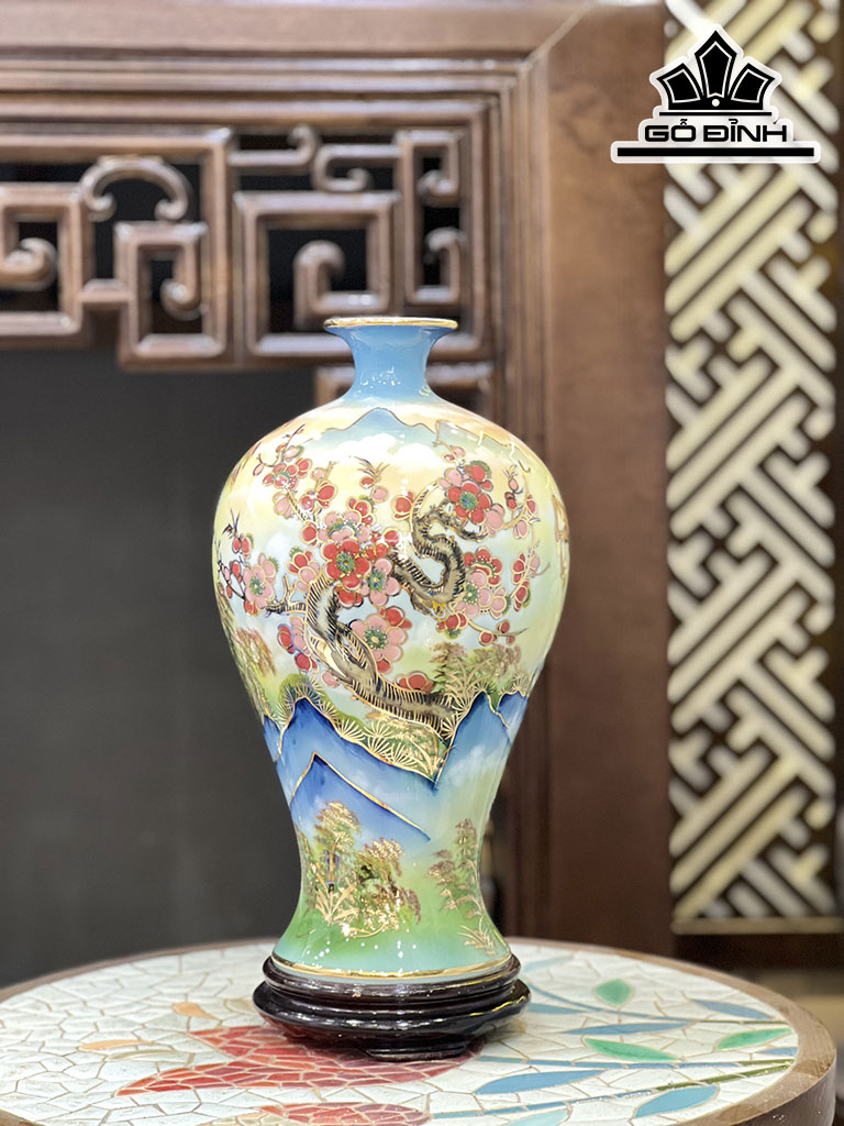 Mai Bình Đơn Cảnh Gốm Bát Tràng Cao 35 (cm)