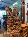 Tượng Gia Đình Gà Gỗ Hương Cao 82 Ngang 50 Sâu 46 (cm)