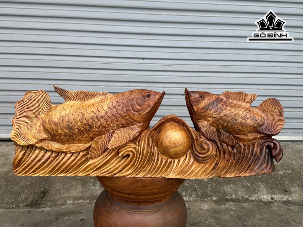 Cặp Cá Chép Gỗ Hương Cao 24 Ngang 76 Sâu 22 (cm)