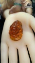 Mặt Dây Chuyền Tỳ Hưu Đá Hổ Phách Cao 42,4 Ngang 25,6 Sâu 25,4 (mm) 14,6g