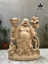 Tượng Phật Di Lặc Nhị Phúc Bê Bát Vàng Gỗ Ngọc Am Cao 50 Ngang 38 Sâu 16 (cm)