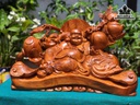 Tượng Phật Di Lặc Vác Đào Gỗ Hương Cao 46 Ngang 65 Sâu 33 (cm)