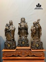 Tượng Phúc Lộc Thọ (Tam Đa) Gỗ Mun Hoa Cao 50 Ngang 19 Sâu 15 (cm) - KHÔNG KÈM KỶ