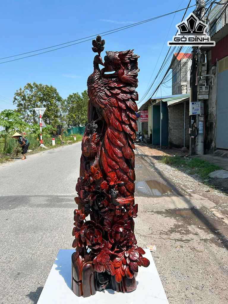 Tượng Phu Thê Viên Mãn Gỗ Cẩm Cao 102 Ngang 32 Sâu 20 (cm)